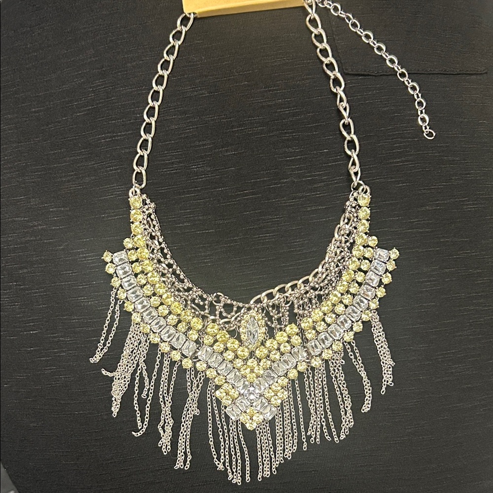 Elegant Silver and Gold Statement Necklace